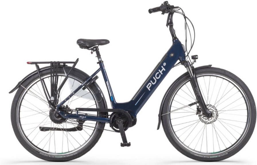 Puch E-Zirkon Enviolo Belt Elektrische Fiets – E-bike – Rijklaar Geleverd Lage Instap Riemaandrijving Framemaat 49 Uitneembare Accu 28 Inch 250W Bafang Middenmotor 150 km Actieradius Deep Blue Glossy