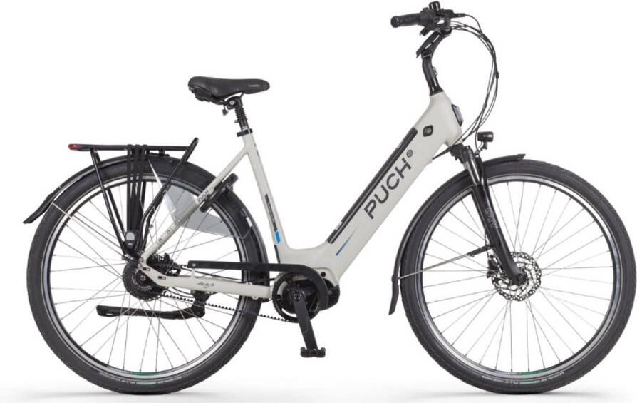 Puch E-Zirkon Enviolo Belt Elektrische Fiets – E-bike – Rijklaar Geleverd Lage Instap Riemaandrijving Framemaat 54 Uitneembare Accu 28 Inch 250W Bafang Middenmotor 150 km Actieradius Silk Grey Matt