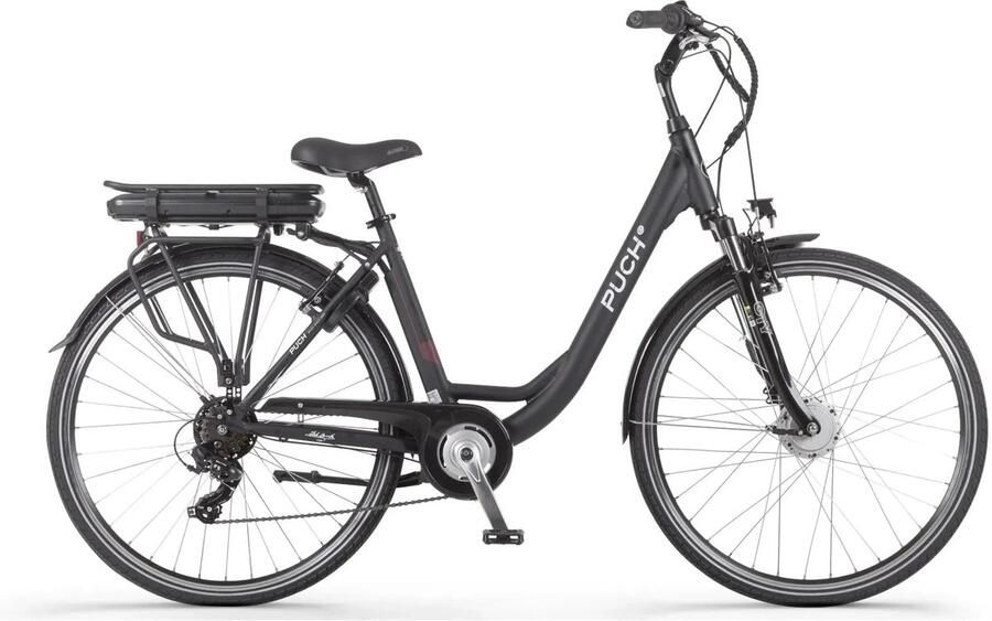 Puch Basic D7 Elektrische fiets Damesfiets 7 versnellingen 14Ah 468Wh 49 cm Zwart E-bike