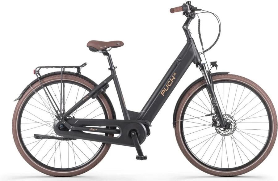 Puch E-Dance S N7 Elektrische Fiets Damesfiets Mat Zwart Lage instap Ananda M80 7-versnellingen E-bike