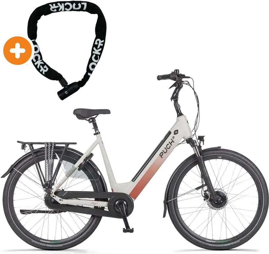 Puch E-Modern Basic N7 Elektrische Fiets 28 inch 250W motor Actieradius tot 120 km 7 versnellingen 540Wh accu Zijde Grijs Mat