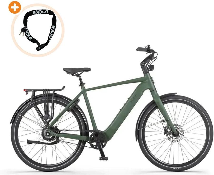 Puch E-Nova Elektrische Fiets 28 inch 250W motor Actieradius tot 160 km Hydraulische schijfrem 540Wh accu Legergroen Mat