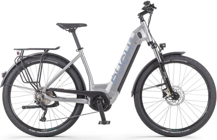 Puch E-Outdoor Perfor ce Elektrische Fiets Glanzend Zilver Accu 625Wh 250W Bosch Middenmotor Shi o Deore 10 Versnellingen Hydraulische Rem