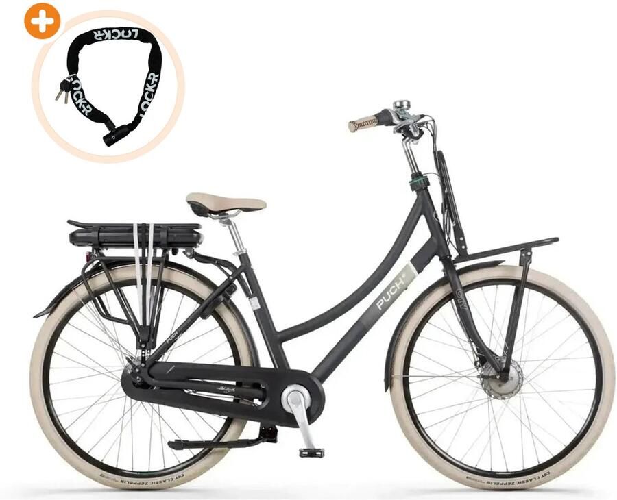 Puch E-Rock N7 Elektrische Fiets 28 inch Actieradius tot 120 km 7 versnellingen 468Wh accu Lage instap Zwart - Foto 2