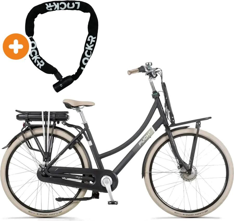 Puch E-Rock N7 Elektrische Fiets 28 inch Actieradius tot 120 km 7 versnellingen 468Wh accu Lage instap Zwart