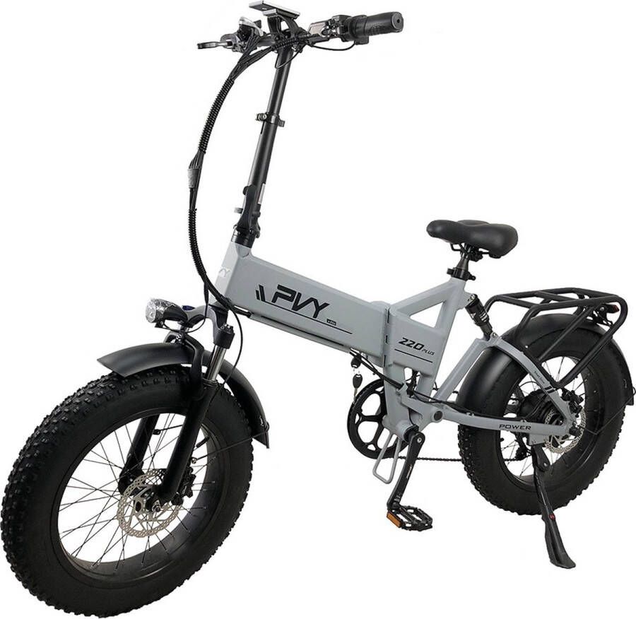 PVY Z20 Plus opvouwbare elektrische fiets 20 * 4 0 inch dikke banden Krachtige motor 25 km u Snelheid 16 5 Ah Batterij 80-120 km bereik 150 kg belasting grijs