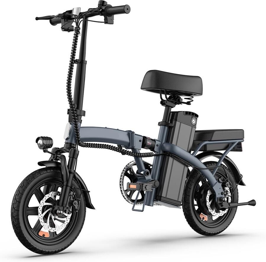 QEKUD 14 Opvouwbare Elektrische Fiets – 48V 7 5Ah Accu 250W Motor 25km u 40km Bereik Dubbel Geveerd Schijfrem – Grijs