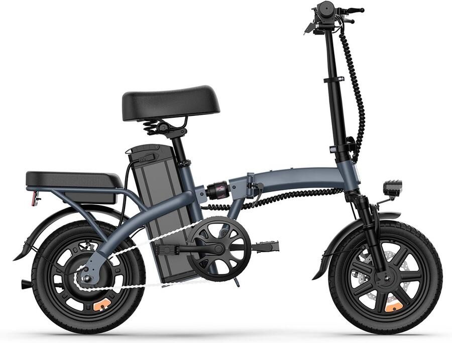 QEKUD 14 Opvouwbare Elektrische Fiets – 48V 7 5Ah Accu 250W Motor 25km u 40km Bereik Dubbel Geveerd Schijfrem – Grijs