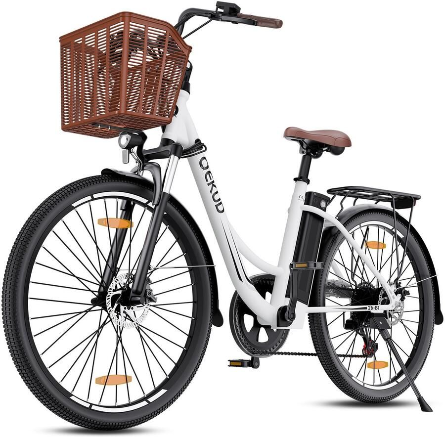 QEKUD Elektrische Fiets 26 Inch E-bike 36V 13Ah Uitneembare Accu Actieradius 80 km Shi o 7 Versnellingen Schijfrem Verlichting- Ideaal voor Woon-werkverkeer