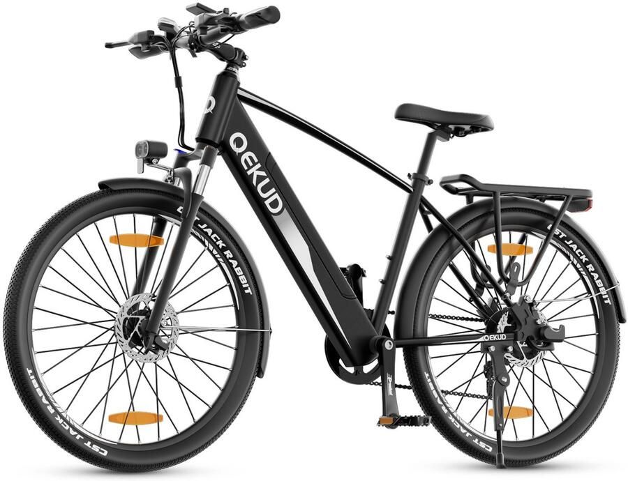 QEKUD Elektrische Fiets E-bike 27.5 inch 250W Motor -36V 13Ah Accu 100km 7 Versnellingen met app Zwart