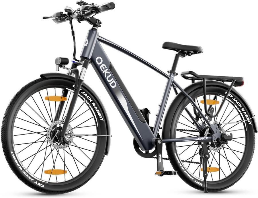QEKUD Elektrische Fiets E-bike 27.5 inch 250W Motor -36V 13Ah Accu 100km 7 Versnellingen met app grijs