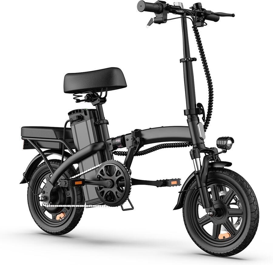 QEKUD F1L 14 Opvouwbare Elektrische Fiets – 48V 7 5Ah Accu 250W Motor 25km u 40km Bereik Dubbel Geveerd Schijfrem – Zwart
