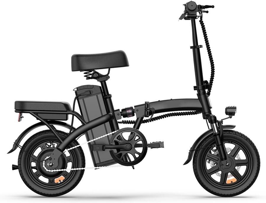 QEKUD F1L 14 Opvouwbare Elektrische Fiets – 48V 7 5Ah Accu 250W Motor 25km u 40km Bereik Dubbel Geveerd Schijfrem – Zwart