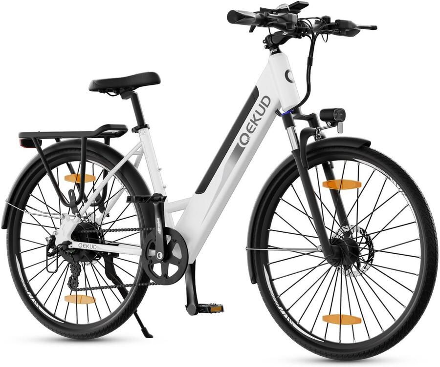 QEKUD F26 Pro Elektrische Fiets 26 Trekking E-Bike 250W Motor 36V 13Ah Accu 100km Bereik 7 Versnellingen Stapdoor Frame