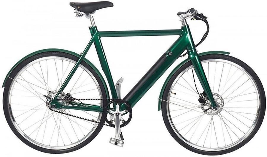 Qivelo Retro – Groen – Elektrische Fiets – Lichtgewicht 15kg – 504Wh intube accu – Riemaandrijving