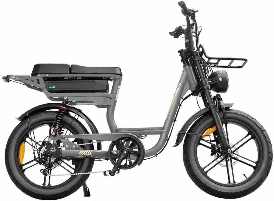 QM Wheels V20 Comfort Elektrische Fatbike 20 inch 250W motor Actieradius tot 60 km 7 versnellingen Hydraulische schijfrem 720Wh accu Grijs