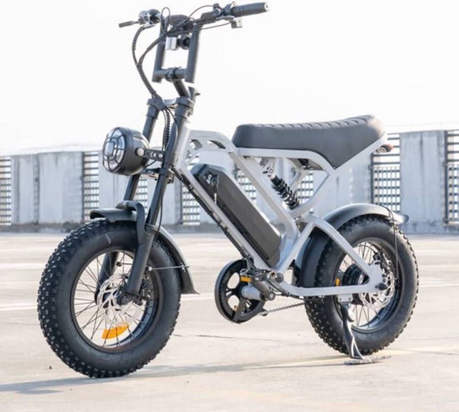 QM Wheels V20 Mini Fatbike – Elektrische Fatbike 2025 – 16 Inch – Legaal op de weg – 50 km Actieradius Niet opvoerbaar – Hydraulische rem – 1 Jaar Garantie Nardo Grey In Doos