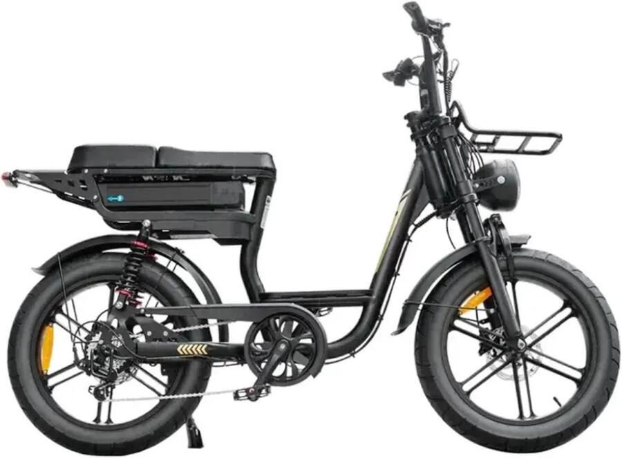 QmWheel V20 Comfort Elektrische Fatbike Lage Instap 20 Inch 250W Motor 7 Versnellingen 60 km Actieradius Hydraulische Schijfrem Zwart