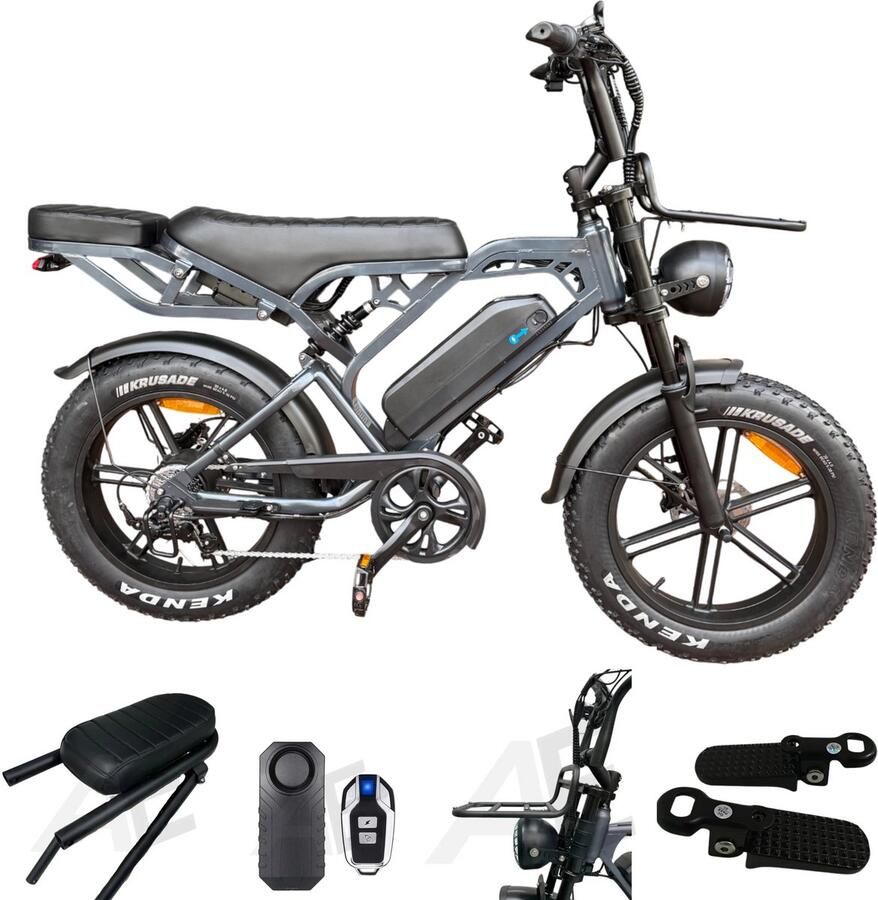 QmWheel V20 Pro Fatbike Donker Grijs 2025 – Elektrische Fatbike – Hydraulische Rem – 48V 15Ah