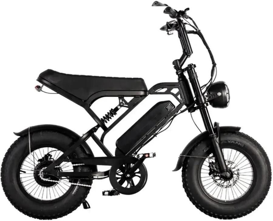 QmWheel V20 Pro Mini Elektrische Fatbike 16 Inch 250W Motor 7 Versnellingen 40 km Actieradius Hydraulische Schijfrem Zwart - Foto 2