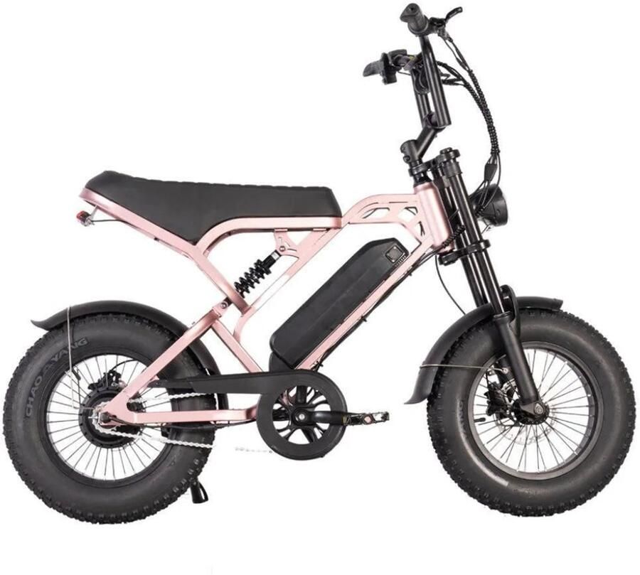 QmWheel V20 Pro Mini Elektrische Fatbike 16 Inch 250W Motor 7 Versnellingen 40 km Actieradius Hydraulische Schijfrem Rosé - Foto 2