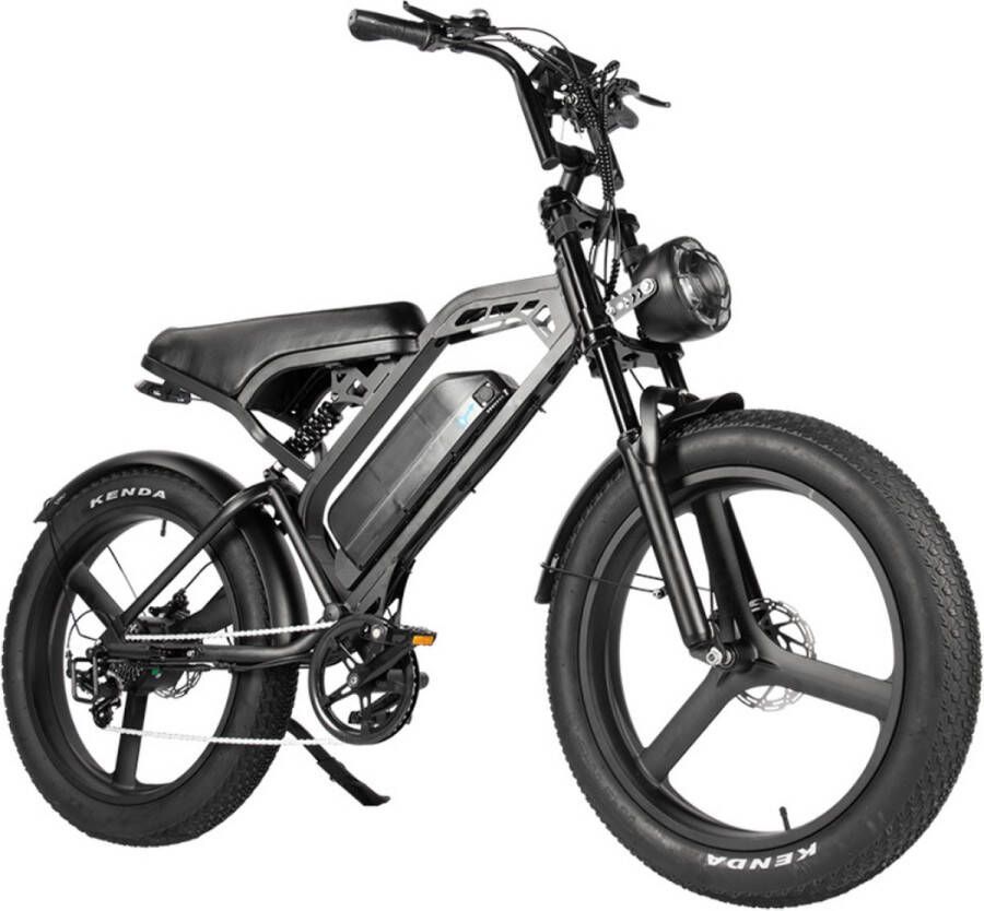 QmWheel V20 Max Fatbike Ingebouwd Alarmsystseem Gratis Voetsteuntjes Gratis Telefoontasje 20 Inch 250W Motor 7 Versnellingen 60 km Actieradius Hydraulische Schijfrem Zwart