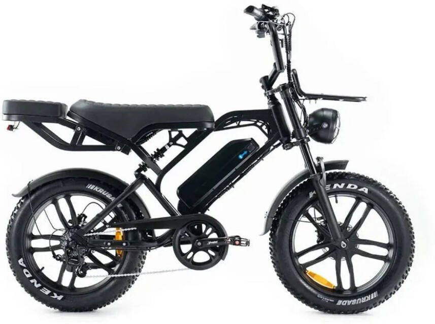 QmWheel V20 Pro Elektrische Fatbike Ingebouwd Alarmsystseem Gratis Achterzitje Gratis Voetsteuntjes Gratis Voorrekje Gratis Telefoontasje 20 Inch 250W Motor 7 Versnellingen 60 km Actieradius Hydraulische Schijfrem Zwart