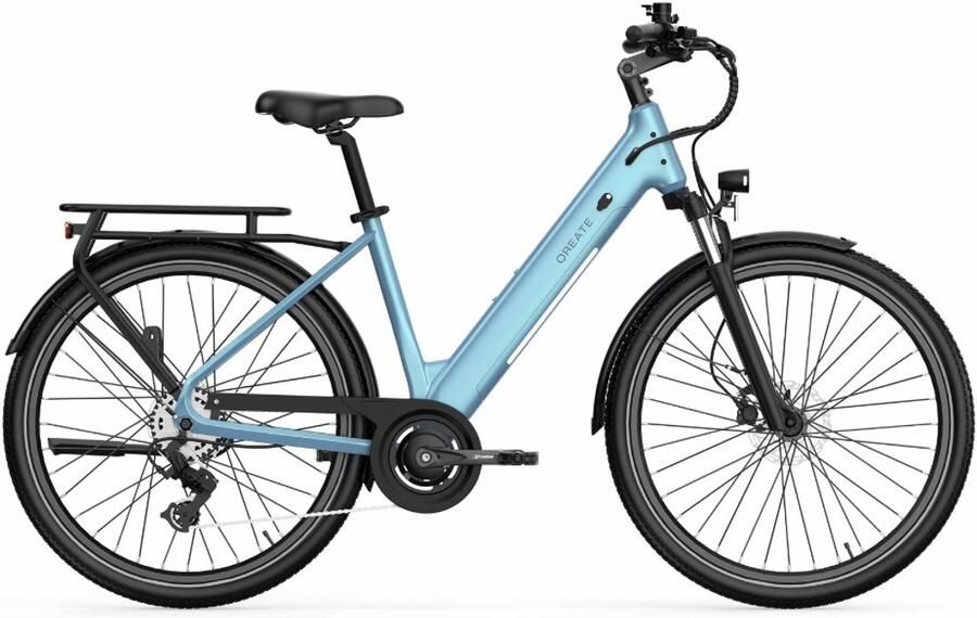 Qreate City Air E-bike Lage Instap 27.5 Inch 250W Motor 7 Versnellingen 90 km Actieradius Hydraulische Schijfrem Blauw