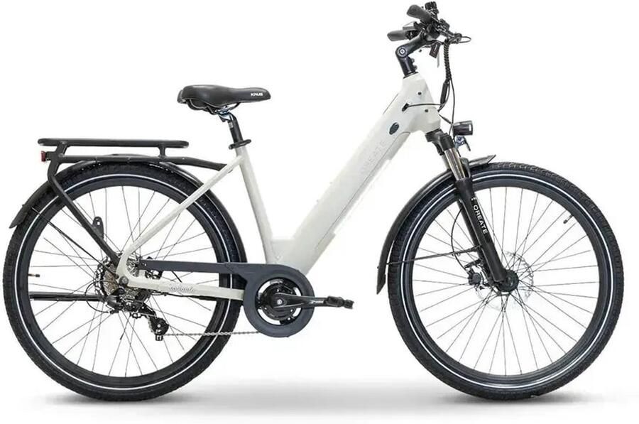 Qreate City Air Elektrische Stadsfiets Wit Tot 60 km Actieradius Hydraulische Schijfrem Lage Instap