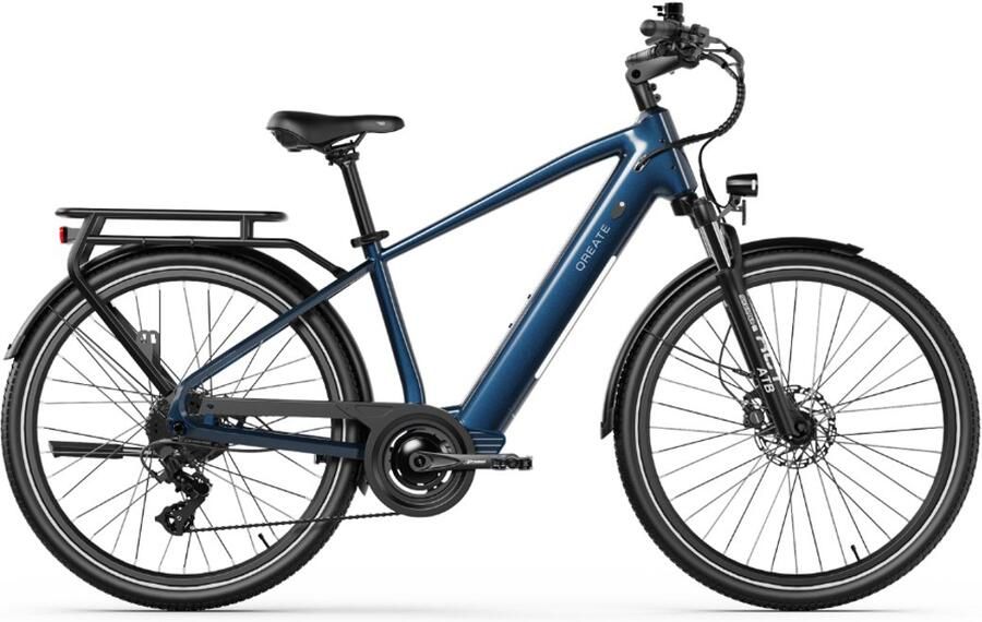 Qreate City Pro E-bike Hoge Instap 27.5 Inch 250W Motor 7 Versnellingen 100 km Actieradius Hydraulische Schijfremmen Blauw