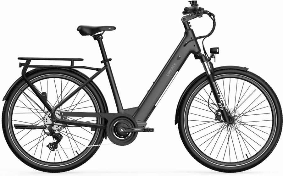 Qreate City Pro E-bike Lage Instap 27.5 Inch 250W Motor 7 Versnellingen 100 km Actieradius Hydraulische Schijfrem Zwart