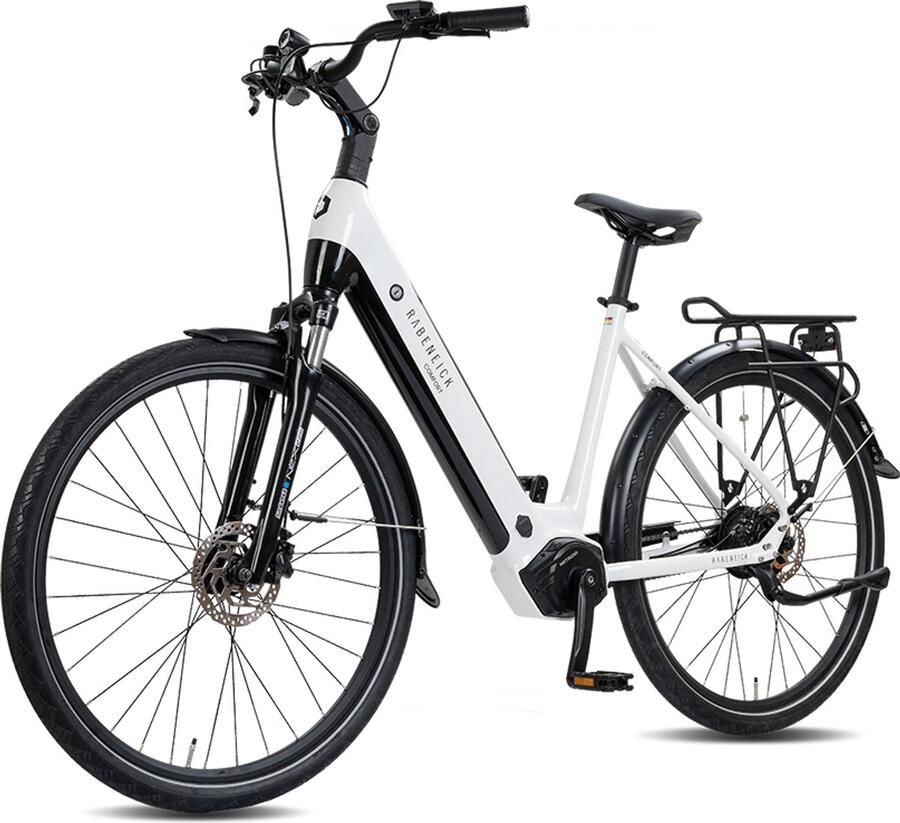 Rabeneick Comfort elektrische Stadtfiets 28 inch elektrische fiets stadsfiets middenmotor 75 Nm pedelec met 36V 14 5Ah accu 522Wh maximaal 150 km bereik wit