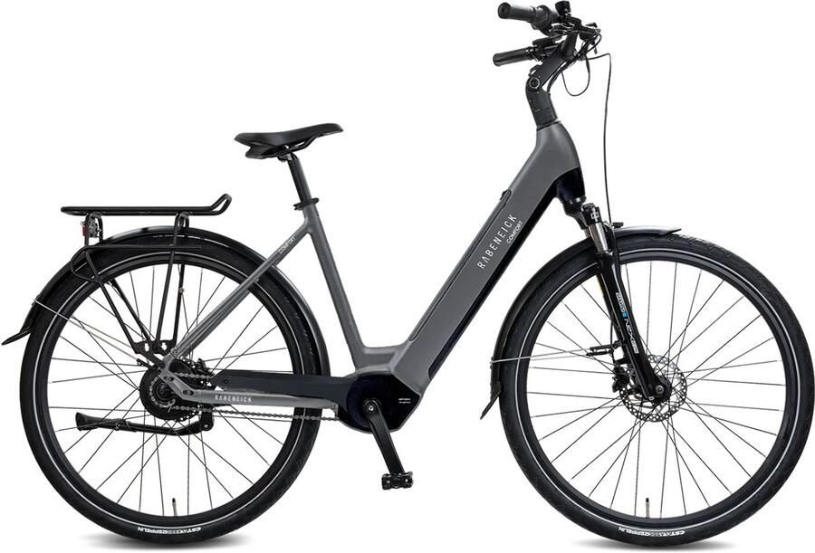 Rabeneick Comfort elektrische Stadtfiets 28 inch elektrische fiets stadsfiets middenmotor 75 Nm pedelec met 36V 14 5Ah accu 522Wh maximaal 150 km bereik grijs