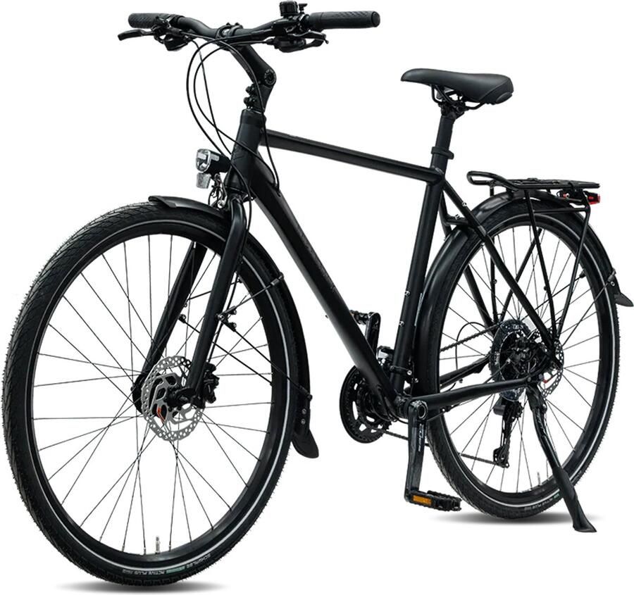 Rabeneick TS5 Lite 28 Inch Stadsfiets Lichtgewicht Fiets Shi o 9 Versnellingen Hydraulische Schijfrem 55 cm Frame Voor en Zwart