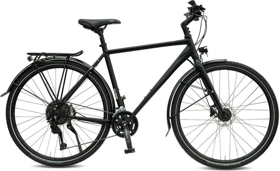 Rabeneick TS5 Lite 28 Inch Stadsfiets Lichtgewicht Fiets Shi o 9 Versnellingen Schijfrem 55 cm Frame Voor en Zwart