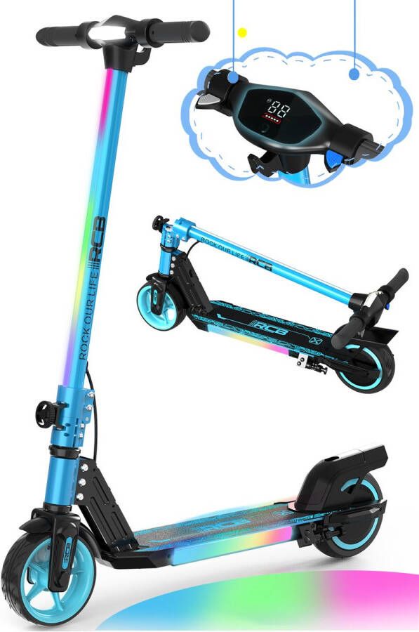 RCB Elektrische Step Kinderen 6.5 inch Verlichting 130W 5 10 15 km u Blauw
