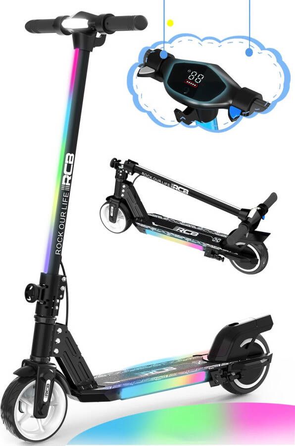 RCB Elektrische Step Kinderen 6.5 inch- Verlichting 130W 5 10 15 km u zwart