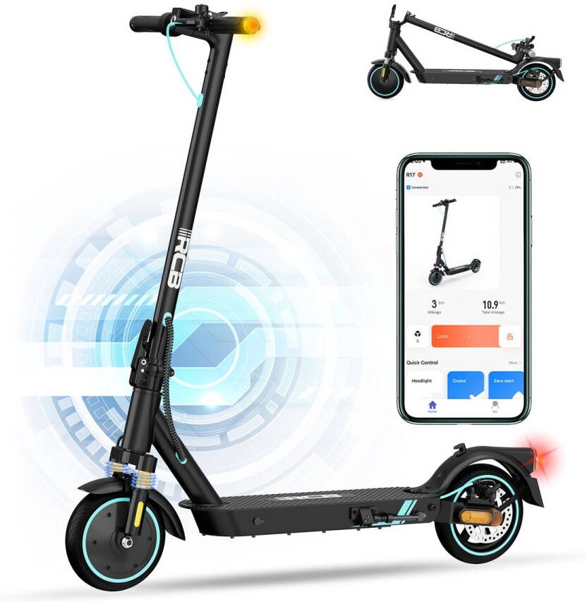 RCB Elektrische step voor Volwassenen Electric scooter |Opvouwbare E-step 4 versnellingen 25 km u LCD Met App & Nederlandse Handleiding