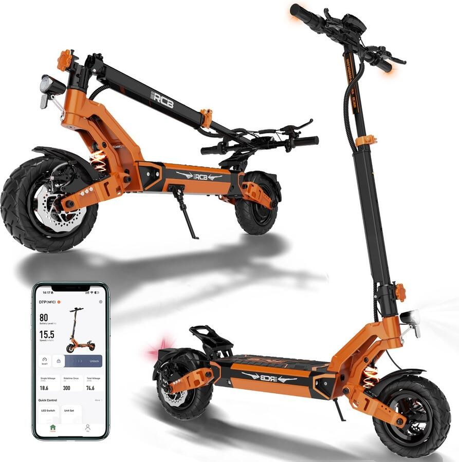 RCB D7 Elektrische Step Electric scooter |Opvouwbare E-step| 48V&20.8AH 25 km u 10 inch wielen & Dubbel Demping Met App &NFC& Nederlandse Handleiding