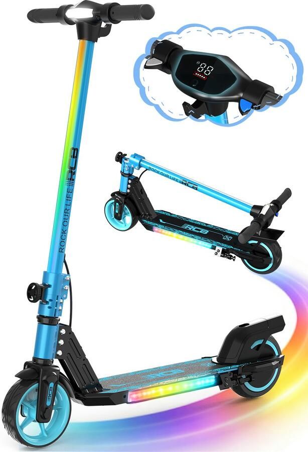 Geekme Elektrische step kinderen Verlichting 16 km u max 50 kg Bluetooth Blauw - Foto 2