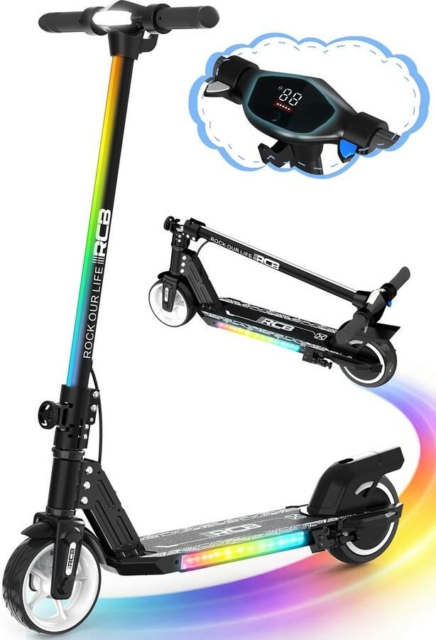 RCB Elektrische Step Kinderen 6.5 inch- Verlichting 130W 5 10 15 km u zwart - Foto 2