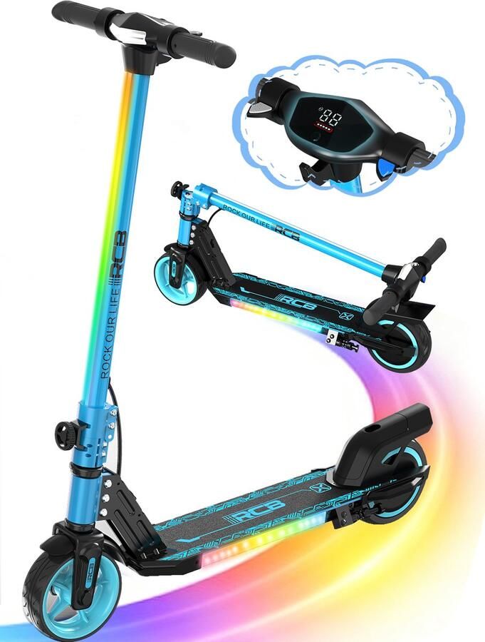 Geekme Elektrische step kinderen Verlichting 16 km u max 50 kg Bluetooth Blauw