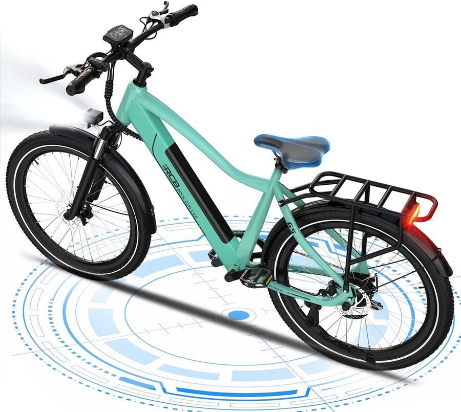 RCB G5 Elektrische Fiets Lichtgewicht Aluminium Frame 250W Motor 36V 10.4Ah Verwijderbare Batterij 7 Versnellingen Met App NFC & LCD Display Comfortabel & Roestvrij Voor Dames en Heren Actieradius 70km Zwart - Foto 9