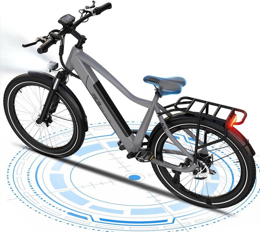 RCB G5 Elektrische Fiets 27.5 Inch Lichtgewicht Aluminium Frame 250W Motor 36V 10.4Ah Verwijderbare Batterij 7 Versnellingen Met App NFC & LCD Display Comfortabel & Roestvrij Voor en Actieradius 60km-zilver - Foto 2