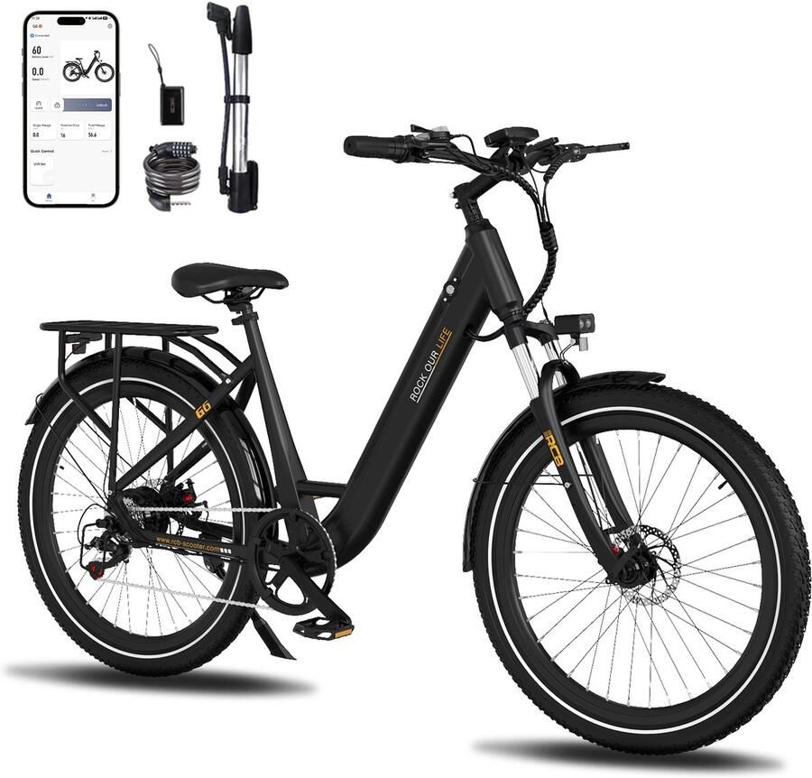 RCB G6 Elektrische Fiets 27.5 Inch 250W 36V 13Ah -7 versnellingen- met App en NFC Zwart