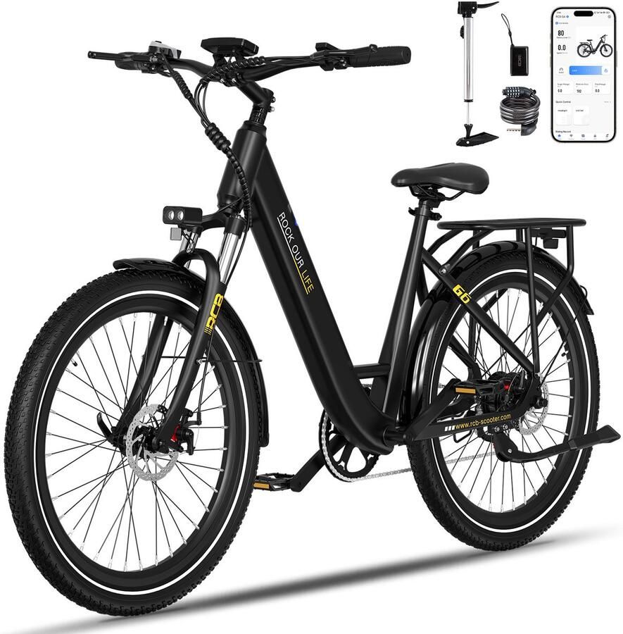 RCB G6 Elektrische Fiets dames 27.5 Inch 250W 36V 13Ah -7 versnellingen- met App en NFC Zwart