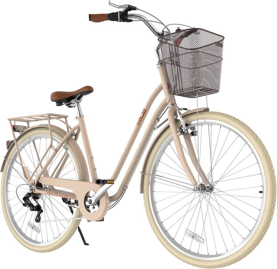RCB Transportfiets 28 inch Stadsfiets Aluminium Frame 6 speed- V-brake 100kg-Koffiebruin