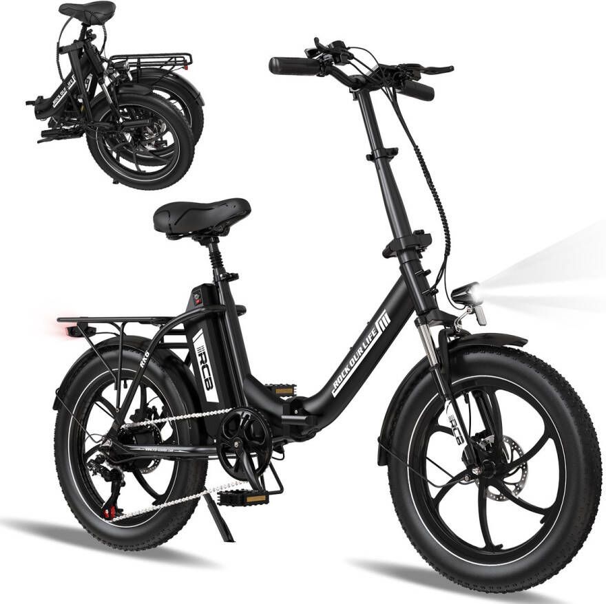 RCB RK6 Elektrische Fiets Opvouwbare E-bike 20 Inch Fatbike&36V 15.6AH 25km h 7 Versnellingen Zwart