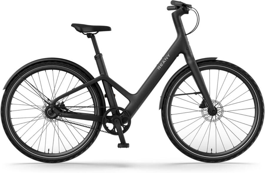 Reany W1 Elektrische Fiets Nachtzwart 28 inch LG-Accu 360Wh 250W (35Nm) Mivice Achterwielmotor Belt Drive Hydraulische Rem