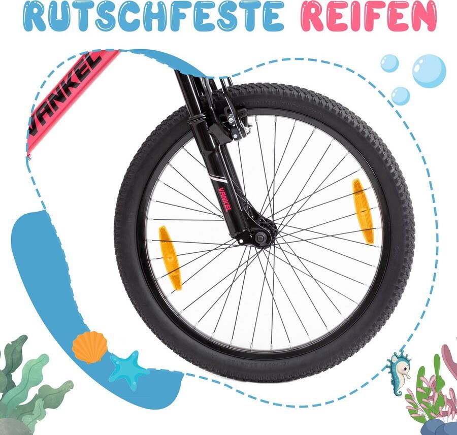 REDOM Kinderfiets 20 Inch 6 Versnellingen En V-Brakes Lage Instap Voor School En Vrije Tijd Stalen Frame Roze